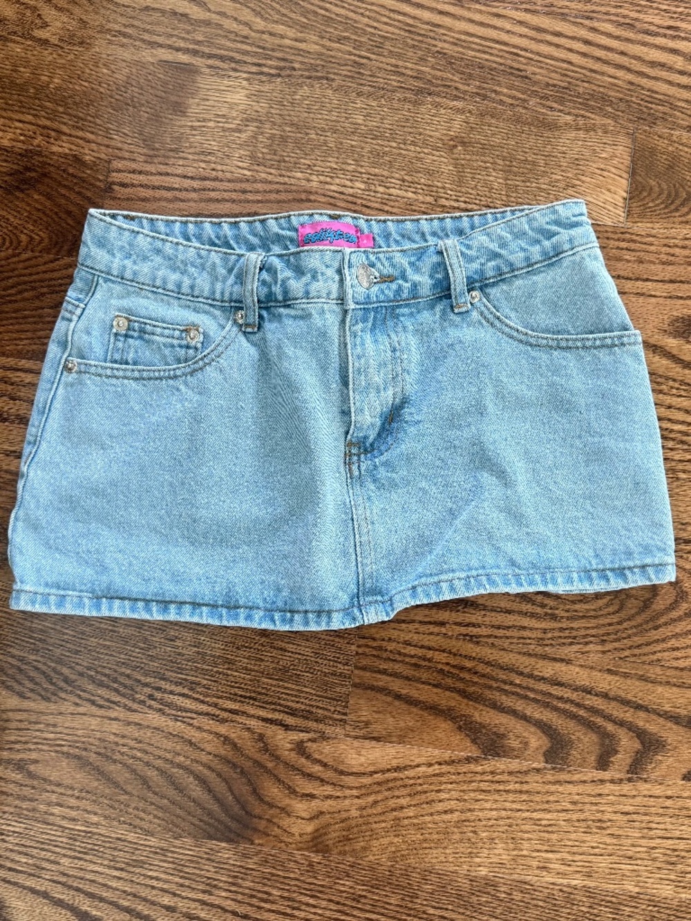 Edikted Light Blue Denim Mini Skirt - Casual Everyday Style Small